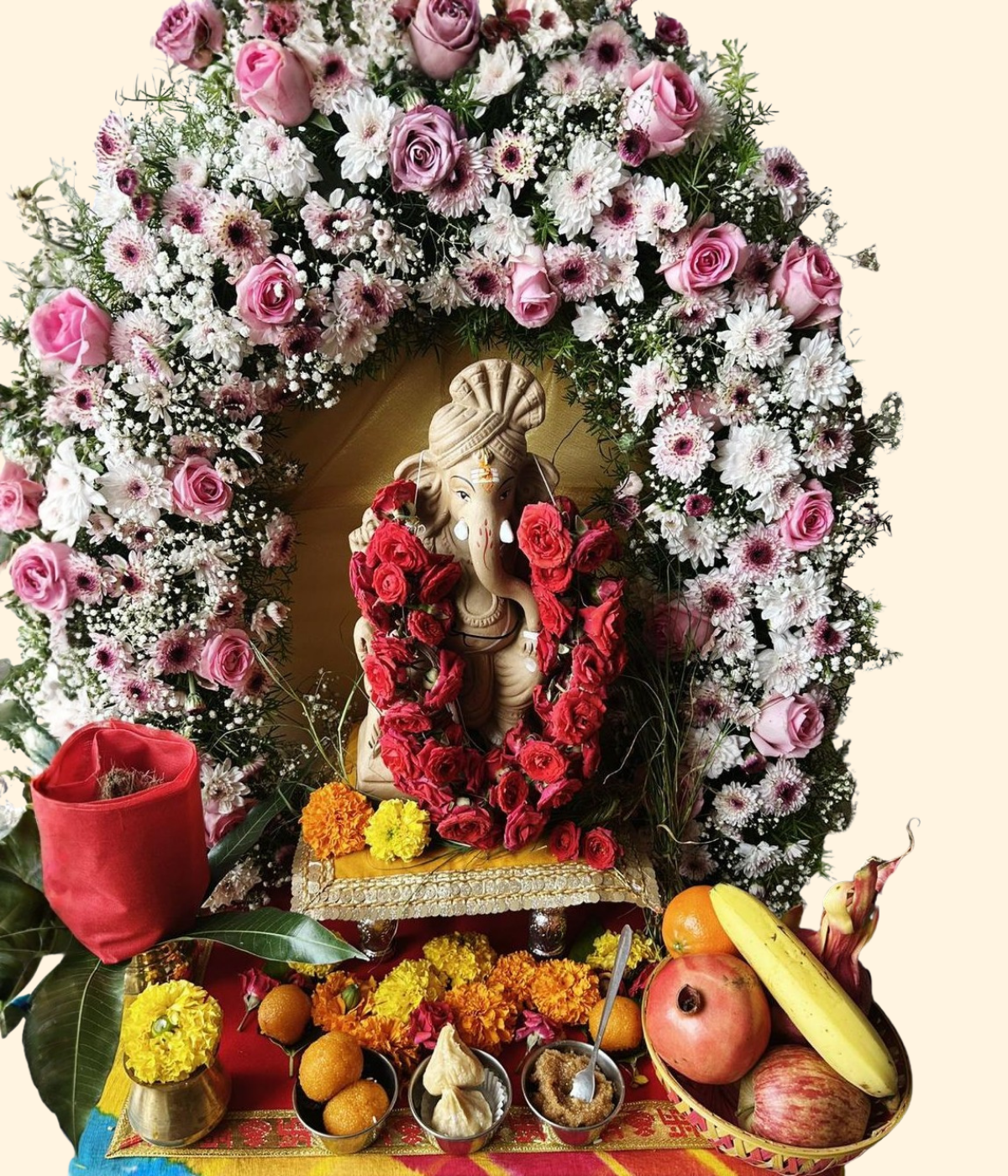 Custom Ganesha Divine Backdrop Floral Arch