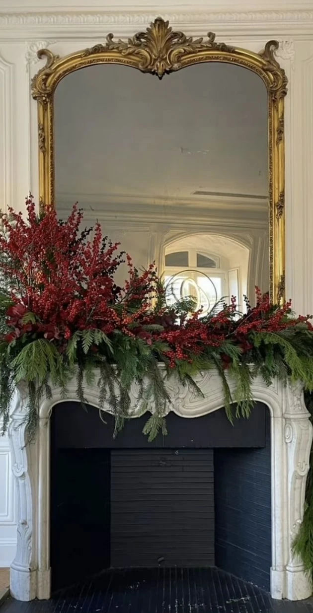 Christmas floral fireplace styling by Monica's Flowerdeli