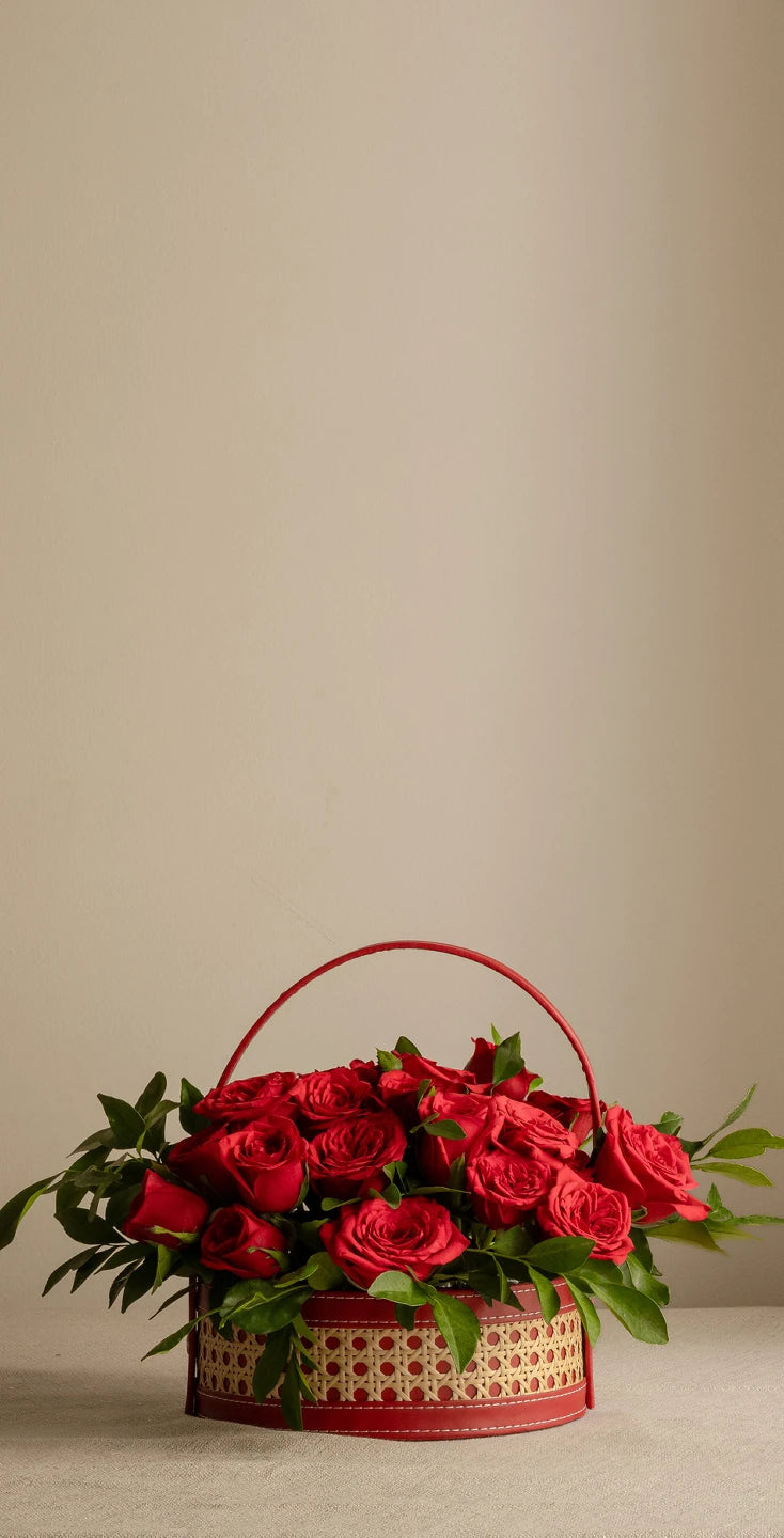 Red rose basket by Monica's Flowerdeli